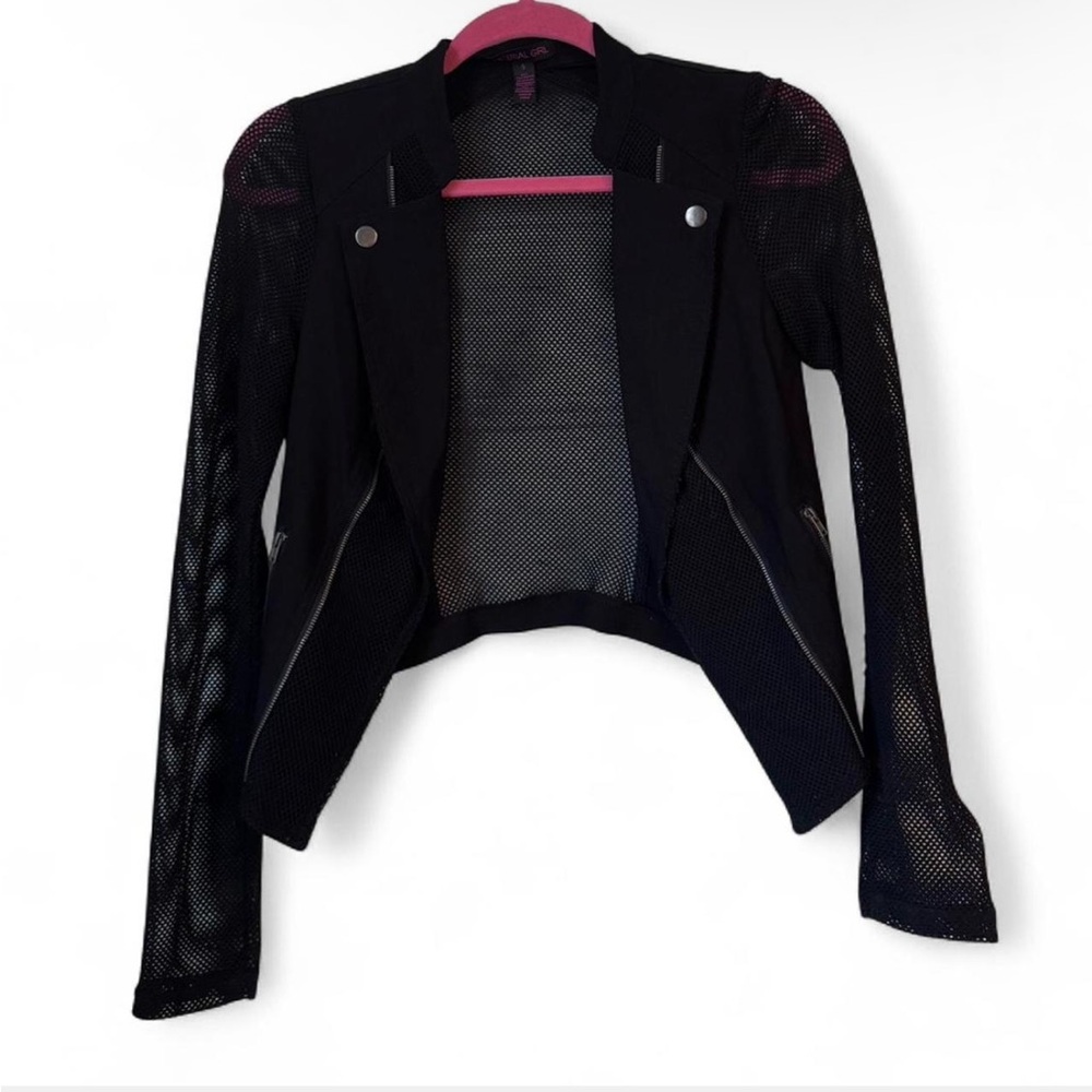 Material Girl Black Mesh Women's Mot Jacket Blazer